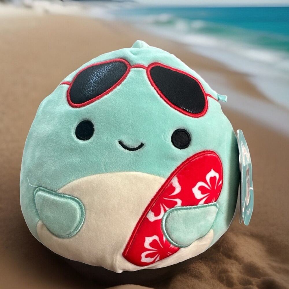 Squishmallows ‘Perry’ 7" Blue Dolphin Red Surfboard & Shades Plush Soft toy NWT